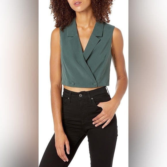 BCBGeneration Cropped Double-Breasted Button Vest Jacket Sleeveless Top - Picture 1 of 6